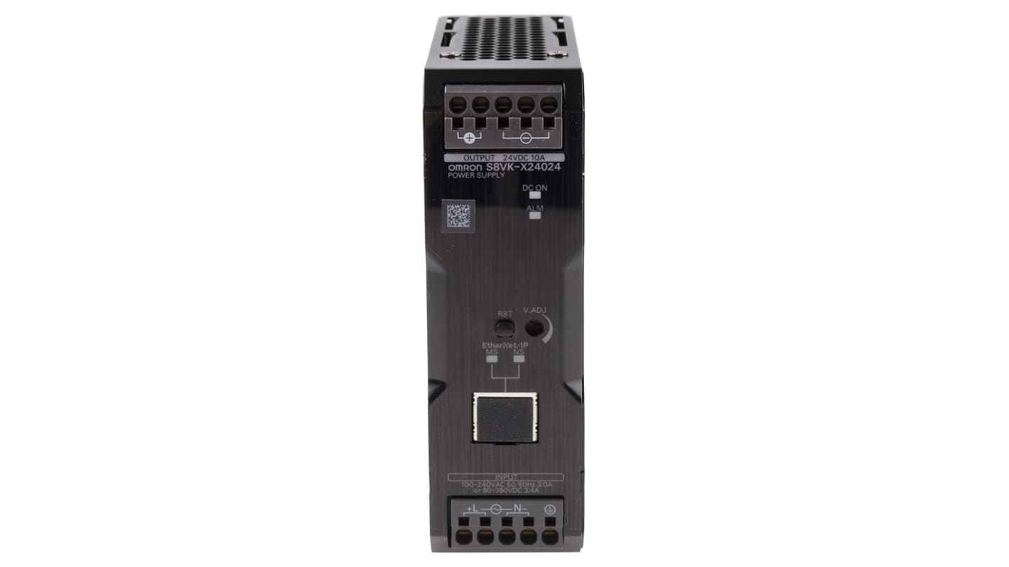 Omron S8VK-X Switched Mode DIN Rail Power Supply, 100 → 240V ac ac Input, 24V dc dc Output, 10A Output, 240W