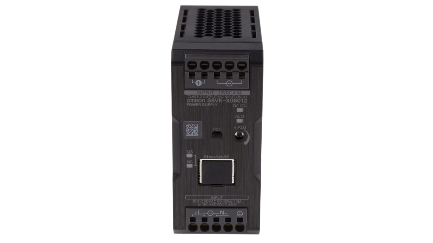 Omron S8VK-X Switch Mode DIN Rail Power Supply, 230V ac ac, dc Input, 12V dc dc Output, 4.5A Output, 60W