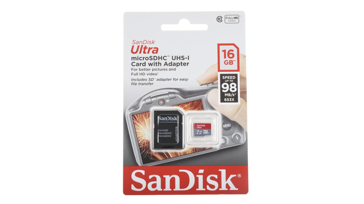 SDSQUAR016GGN6IA Sandisk 16 GB MicroSDHC Micro SD Card, Class 10