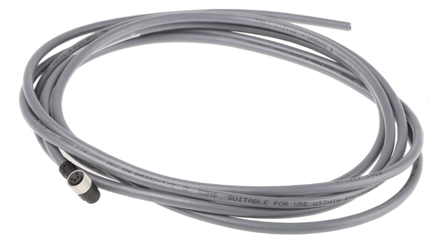 Cable de conexión Alpha Wire, con. A M8 Hembra, 3 polos, con. B Sin terminación, long. 3m, 600 V ac, 2.2 A, IP67, IP68