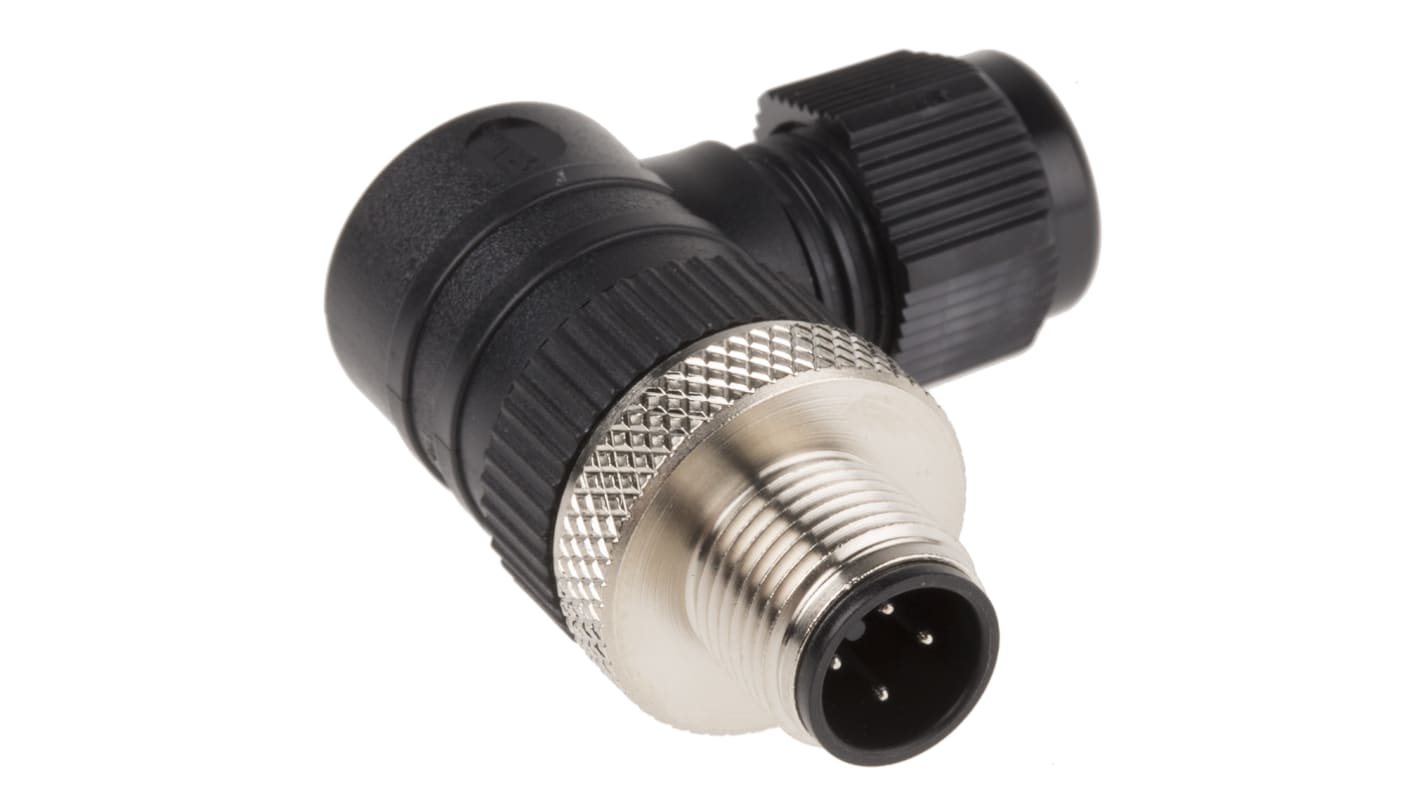 Alpha Wire Connector, 4 Contacts, Cable Mount, M12 Connector, Plug, Male, IP67, Alpha Connect Series