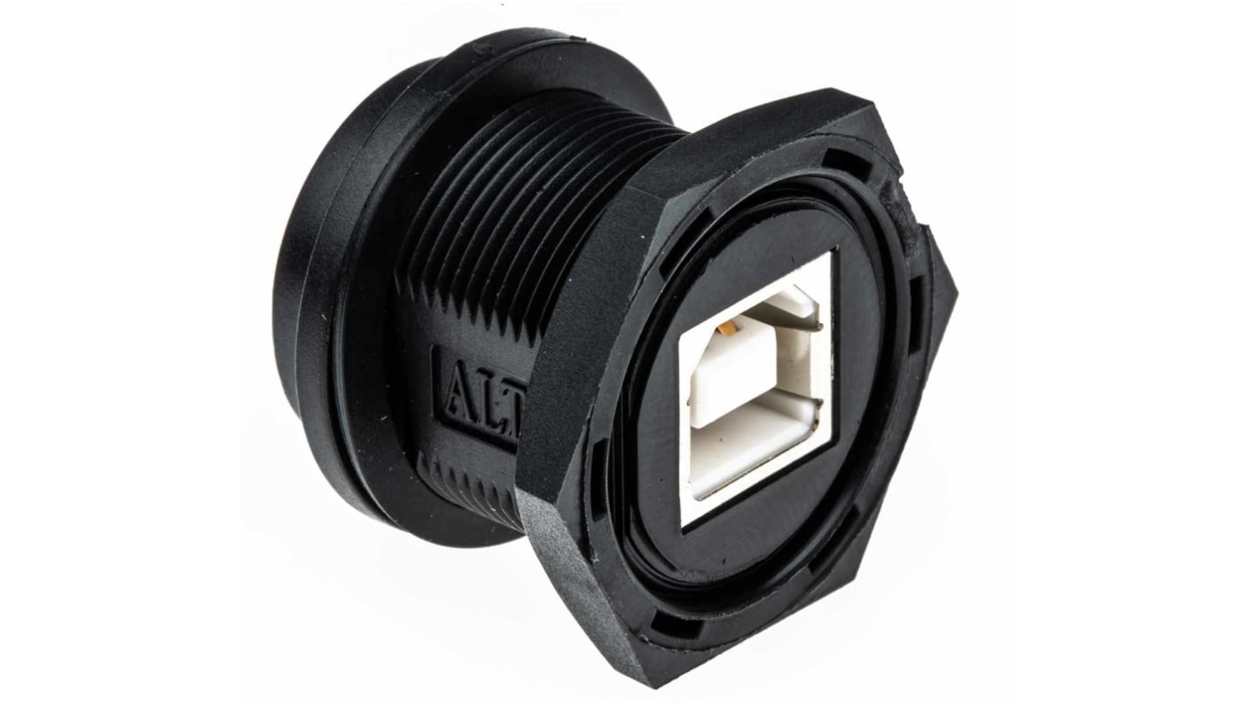 Conector USB Amphenol Industrial UB-20PMFP-SC8001, Recta IP68, Montaje en Panel, 1.0A, UB