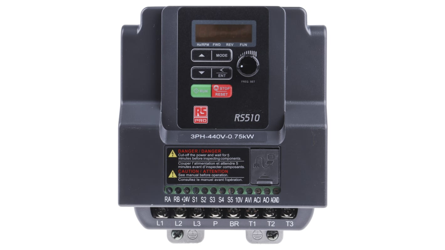 Inverter RS PRO, 0,75 kW, 380 → 480 V c.a., 3 fasi, 599Hz