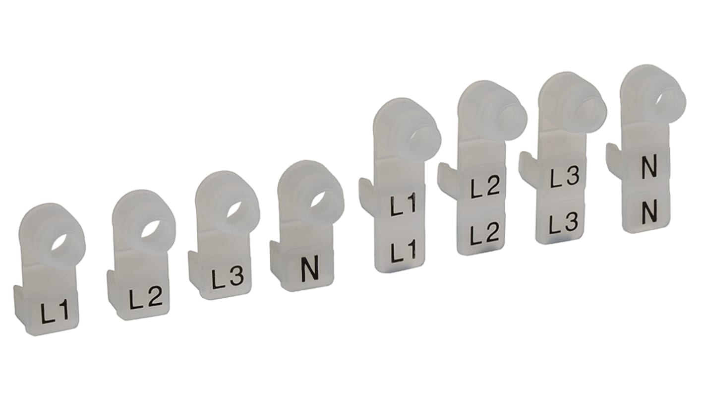 RS PRO Clip On Cable Markers, Pre-printed "L1, L2, L3, N", for Three Phase Electricity Meters