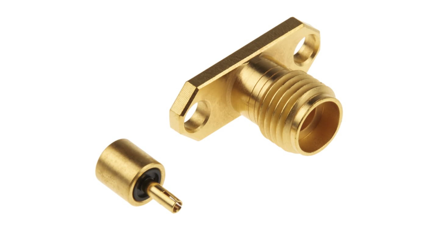 Cinch SMK Series, Plug Flange Mount SMA Connector, 50Ω, Solder Termination, Straight Body