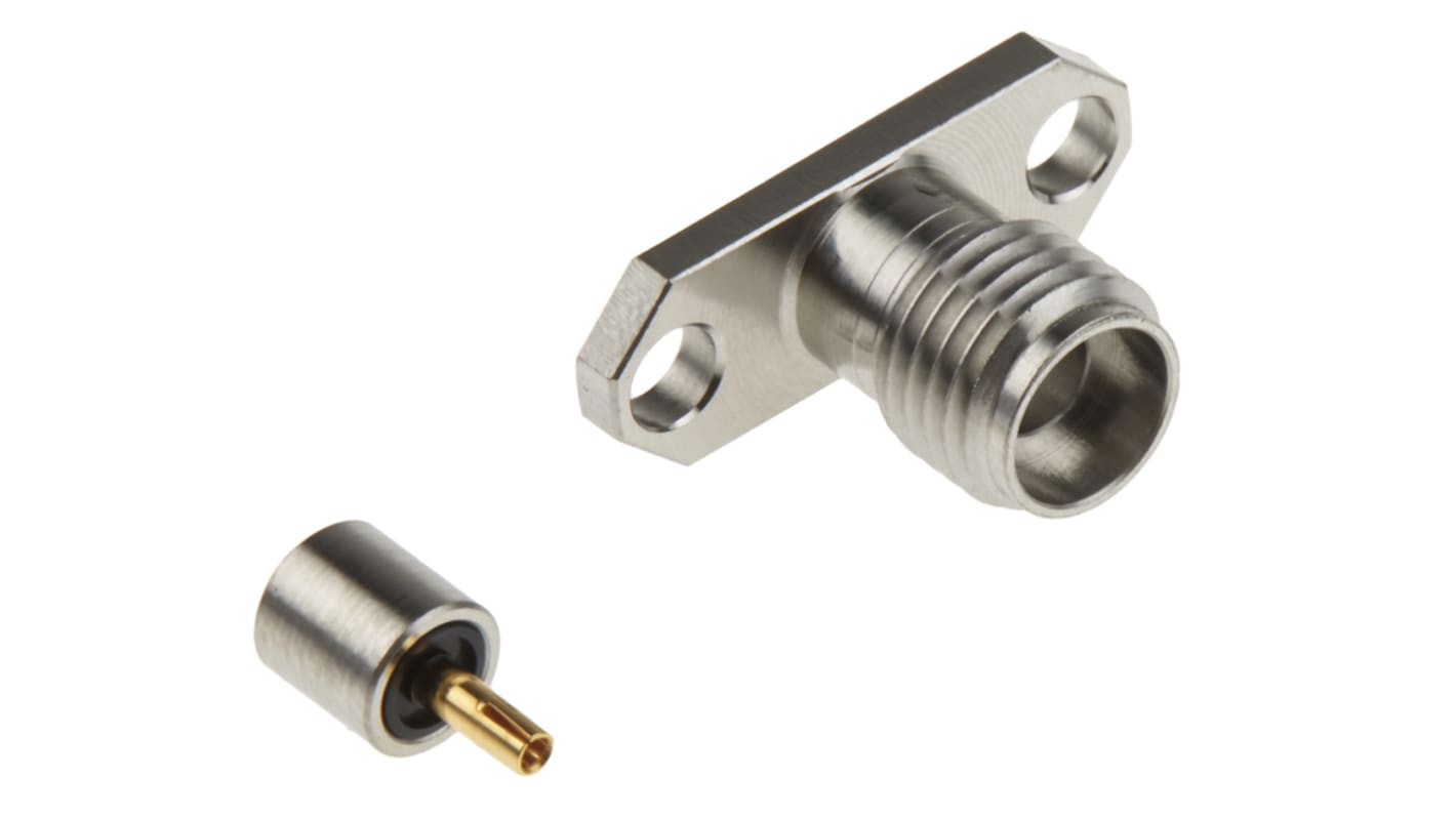 Cinch SMK Series, jack Flange Mount SMA Connector, 50Ω, Solder Termination, Straight Body