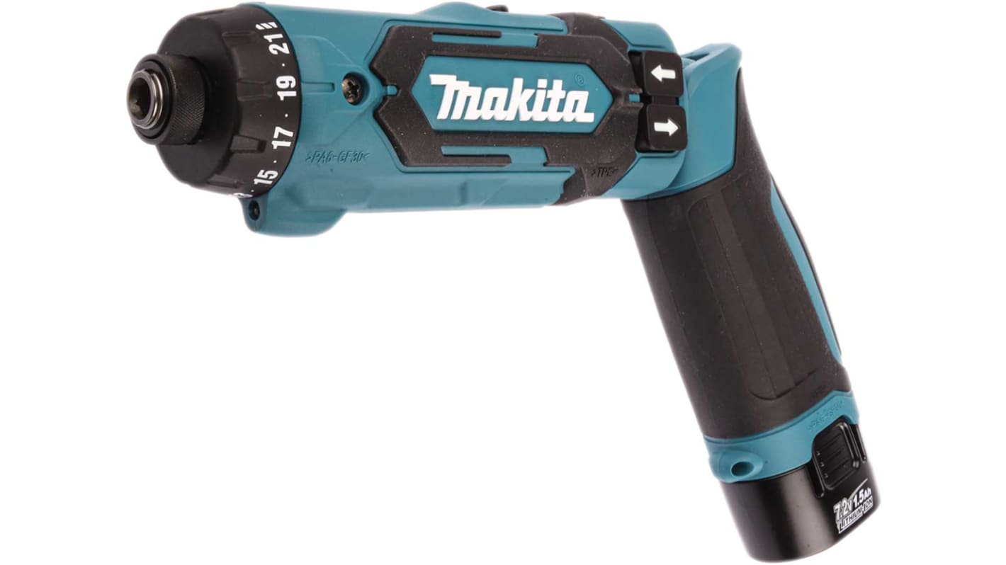 Makita akkumulátoros csavarozó DF012DSE, 7.2V, 200 rpm, 650 rpm, UK dugasz