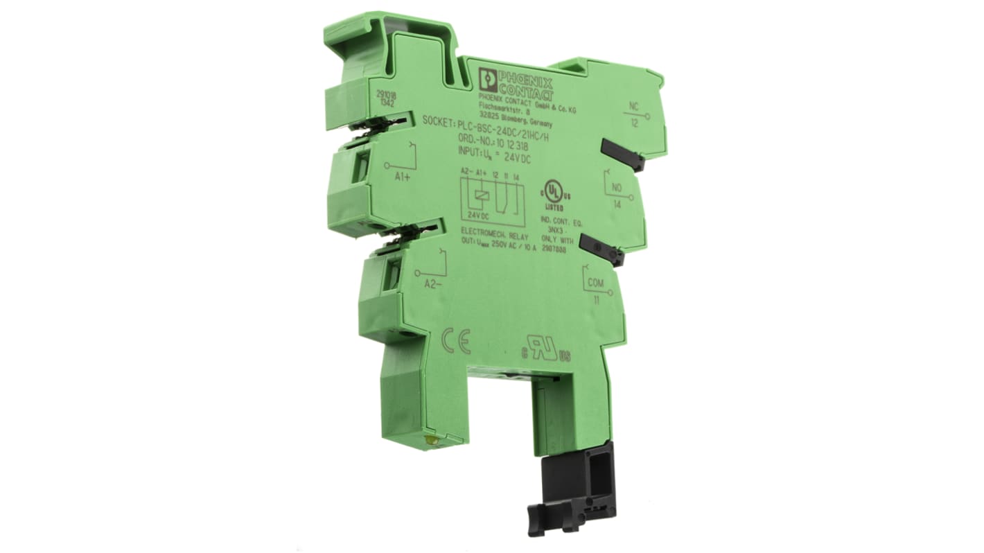 Phoenix Contact PLC-BSC 1 Pin 24V ac/dc DIN Rail Relay Socket, for use with Relays