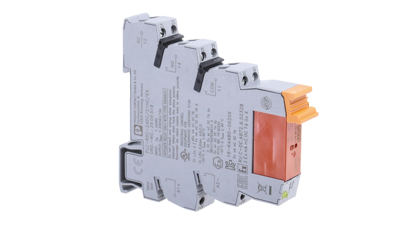 Phoenix Contact PLC-RSC-24DC/21HC/EX Series Interface Relay, DIN Rail Mount, 24V dc Coil, SPDT, 1-Pole