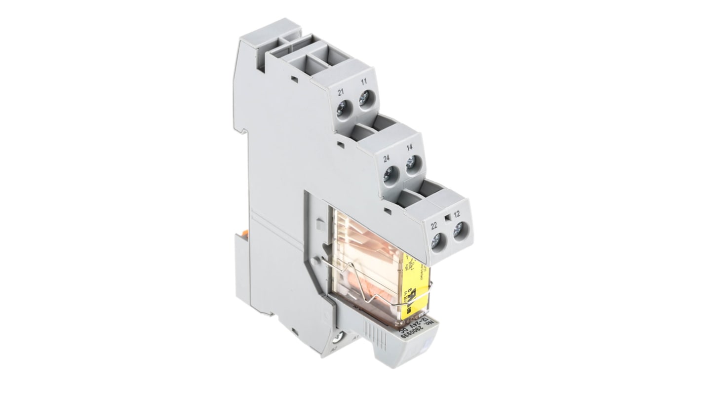 Relé modular Phoenix Contact RIF-1-RSC-LDP-24DC/2X21/FG, DPDT, 24V dc, para carril DIN