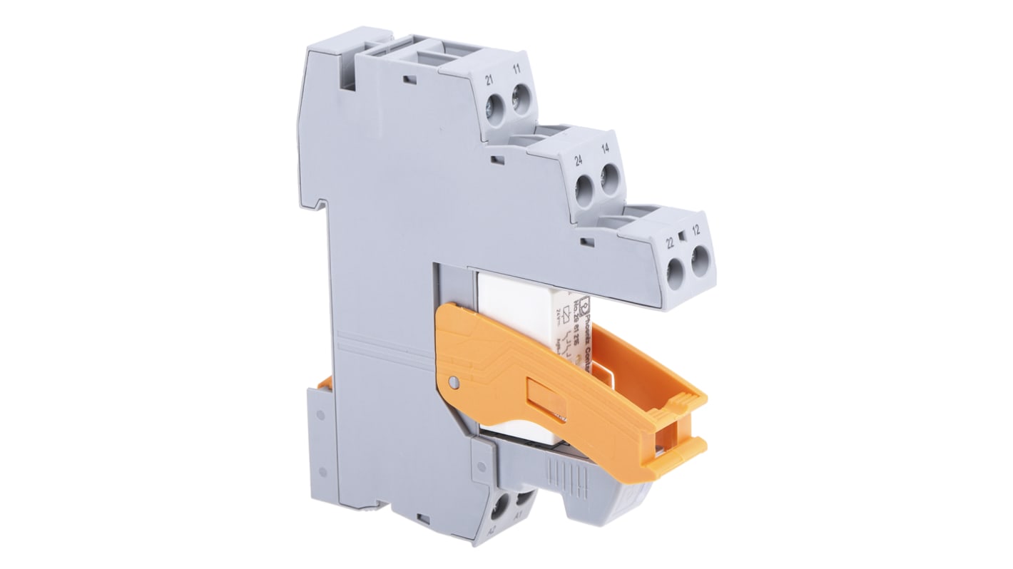 Relé modular Phoenix Contact RIF-1-RSC-LDP-24DC/2X21AU, DPDT, 24V dc, para carril DIN