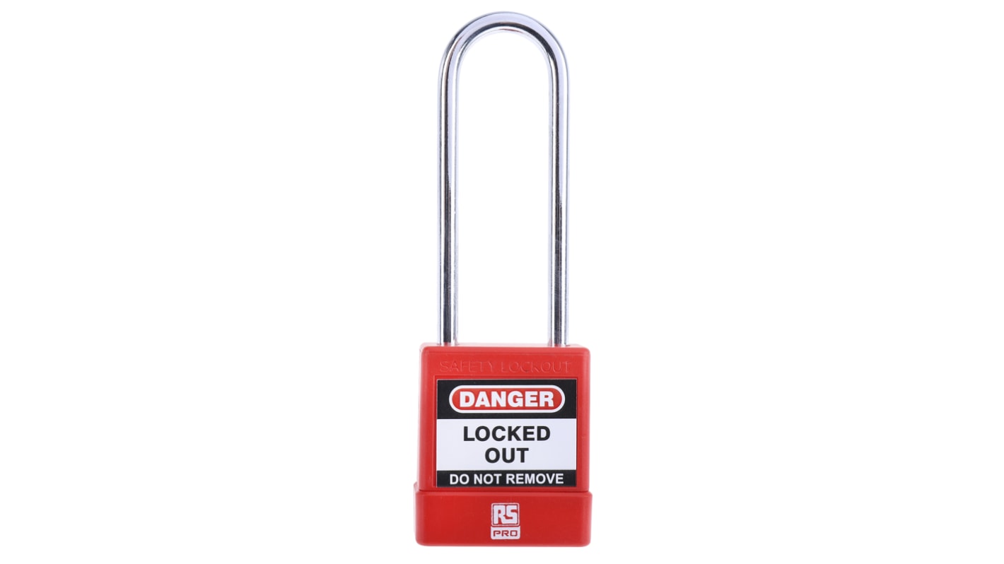 RS PRO Red 1-Lock ABS, Steel Safety Lockout Padlocks, 5mm Shackle, 46mm Attachment