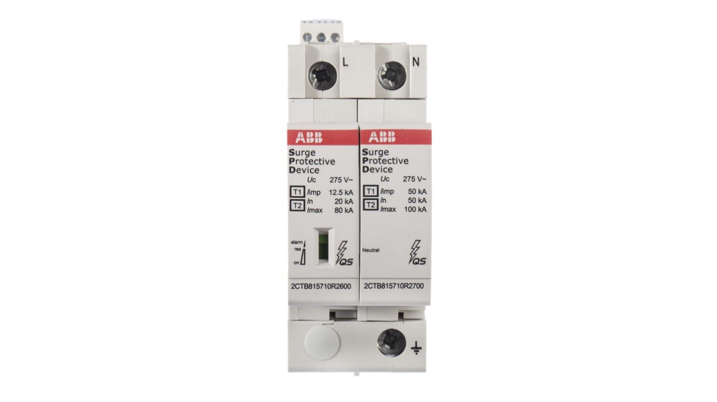 ABB, OVR 275 V Maximum Voltage Rating 80kA Maximum Surge Current Surge Protection Device, DIN Rail