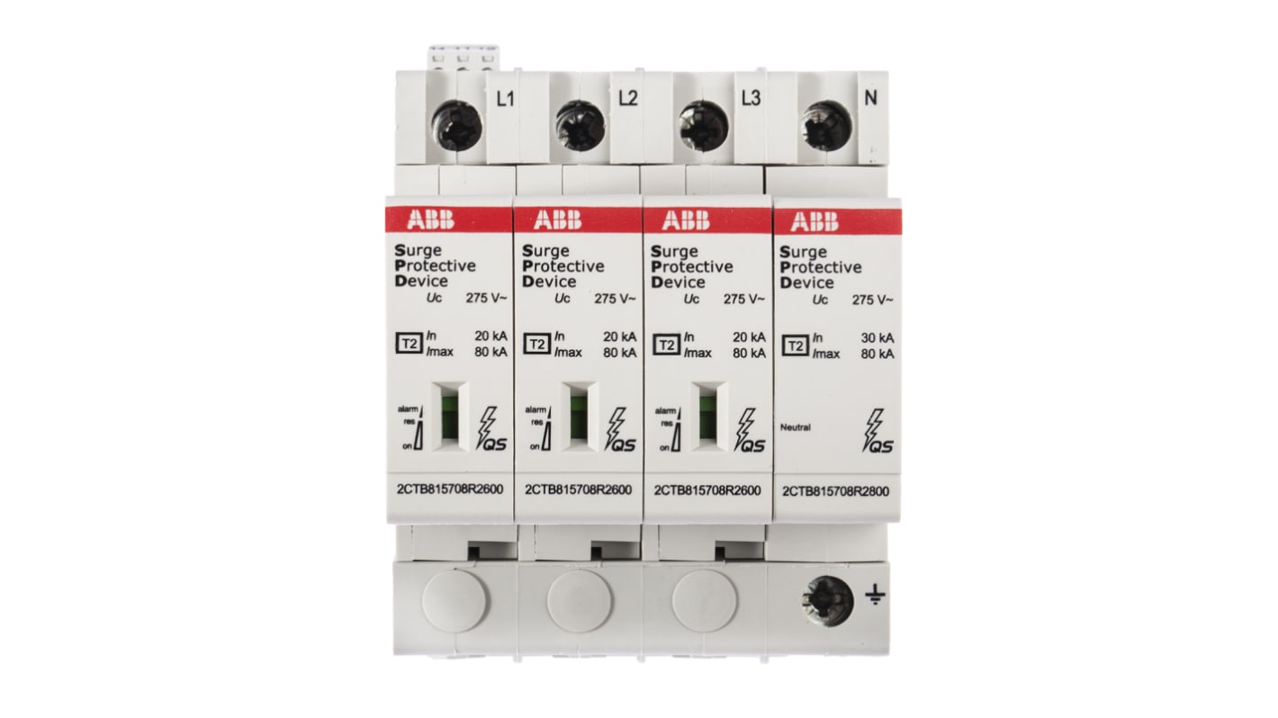 Dispositivo de protección frente a transitorios ABB, Dispositivos de protección contra sobretensiones, 275 V, 80kA,