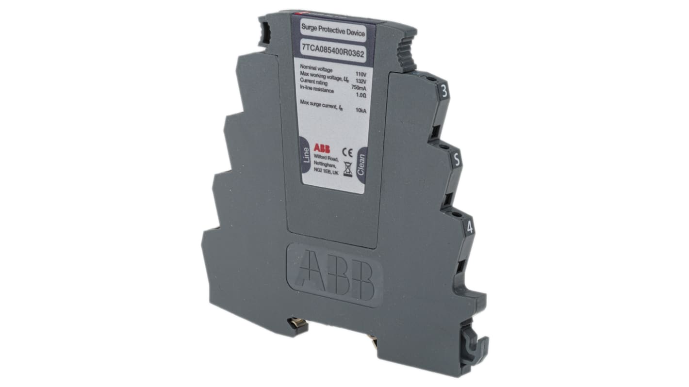 ABB 132 V 20kA Túlfeszültség védő eszköz, szupresszor: Túlfeszültségvédelmi készülék, DIN-sín, 106.5 x 7 x 104.6mm