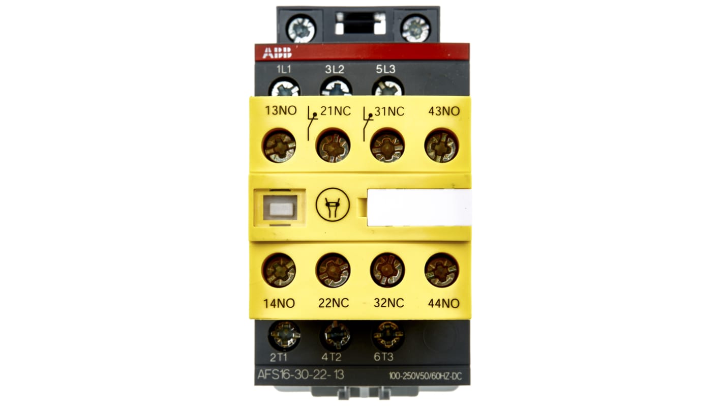 ABB Jokab AFS16 - 30 - 22-13 AFS, 3-polet Kontaktor med 3 slutte Kontakter, 30 A Sikkerhed, 100 til 250 V ac/dc spole