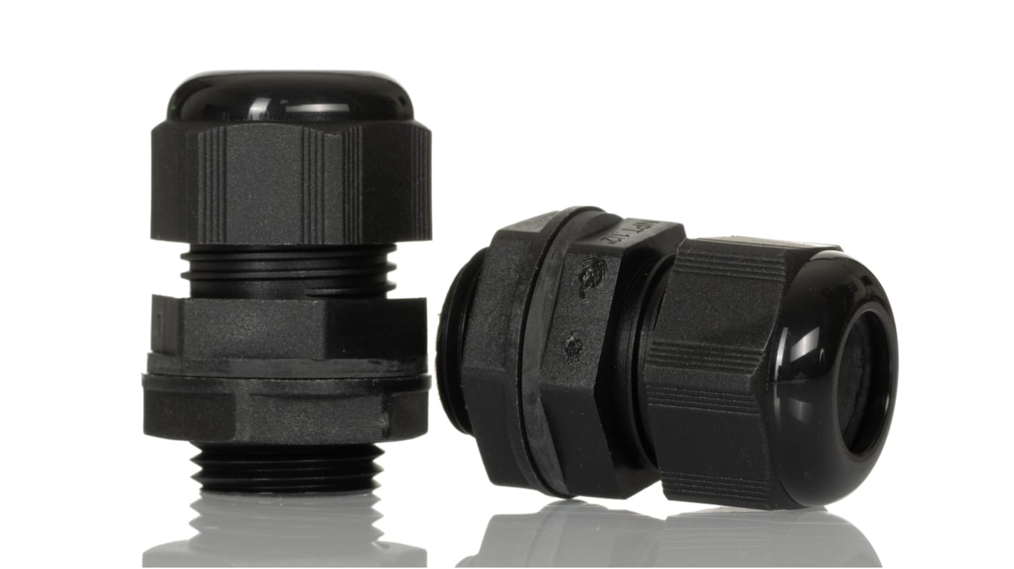 Alpha Wire FIT Wire Management Series Black PA 6 Cable Gland, NPT 1/2in Thread, 9mm Min, 16mm Max, IP66, IP68