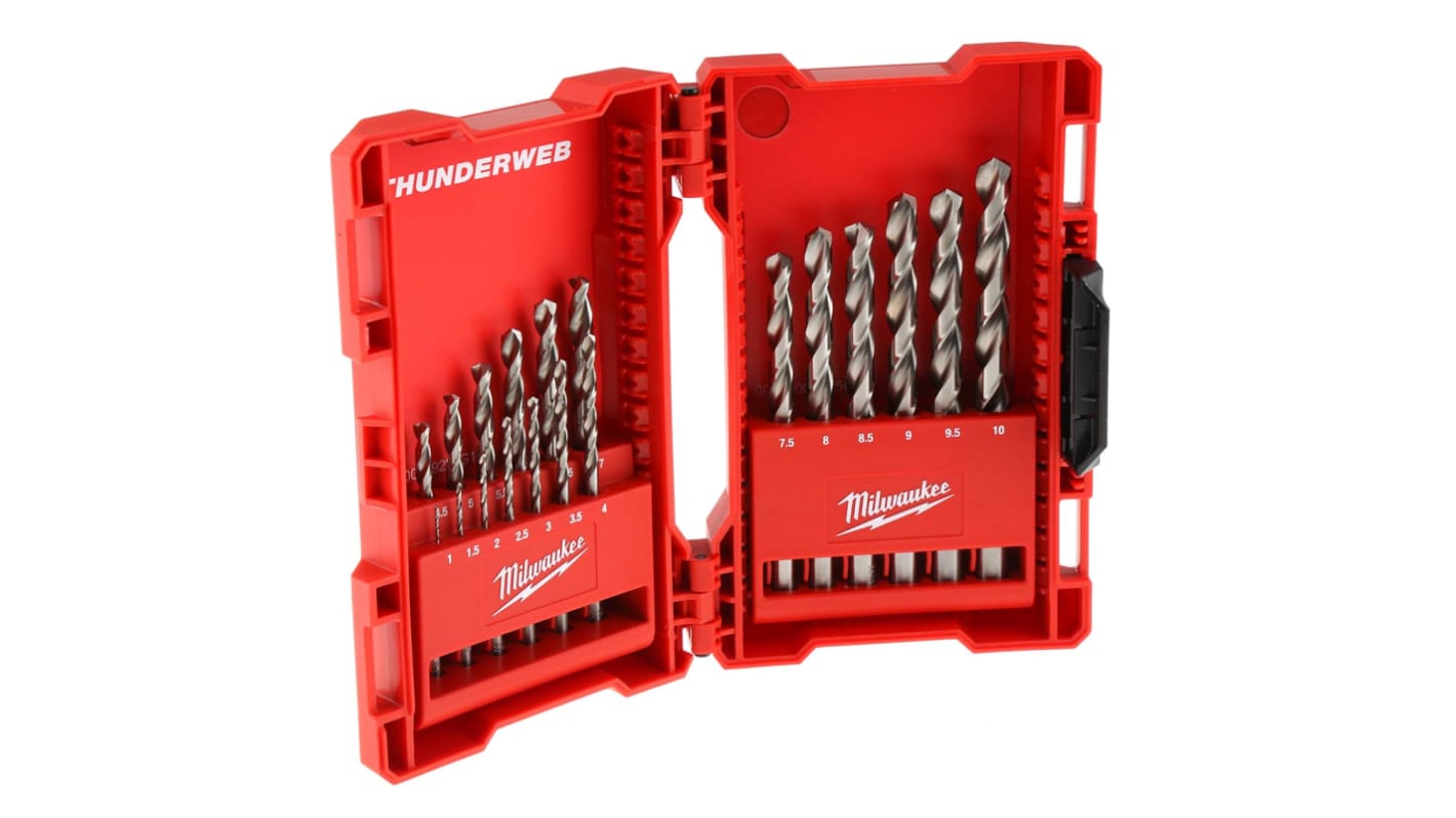 Milwaukee 19-Piece Twist Drill Bit Set for Multi-Material, 10mm Max, 1mm Min, Metal Bits