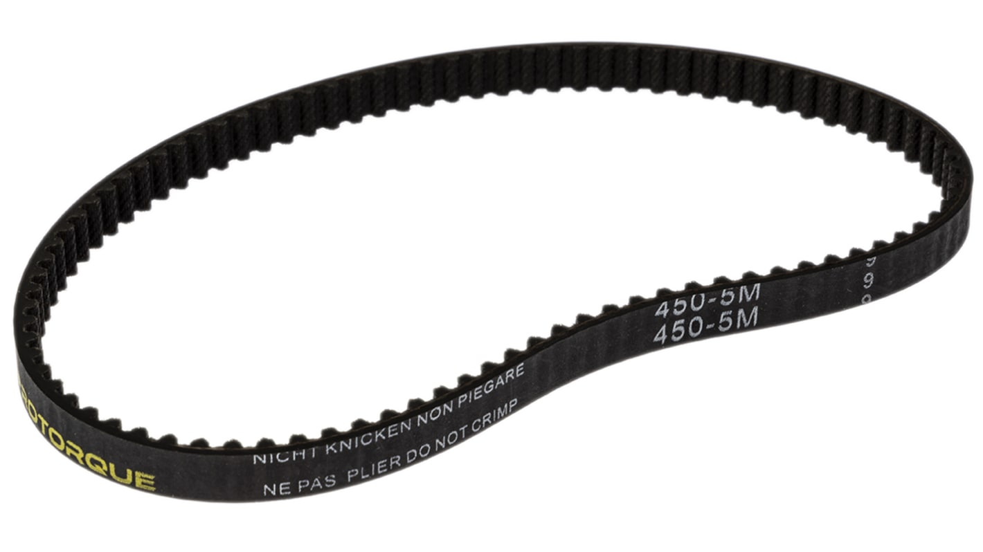 Cinghia sincrona RS PRO, 90 denti da 2.06mm, passo 5mm, dimensioni 450mm x 9mm, in Gomma