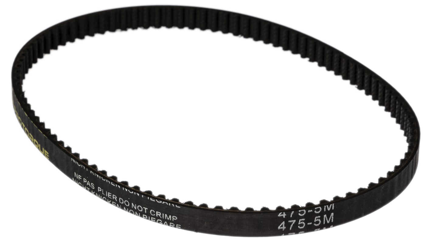 Cinghia sincrona RS PRO, 95 denti da 2.06mm, passo 5mm, dimensioni 475mm x 9mm, in Gomma