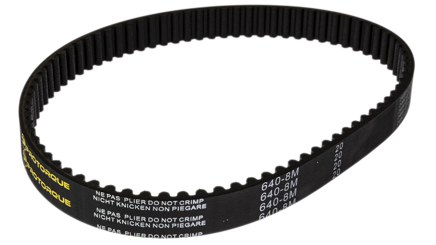 Cinghia sincrona RS PRO, 80 denti da 3.38mm, passo 8mm, dimensioni 640mm x 20mm, in Gomma