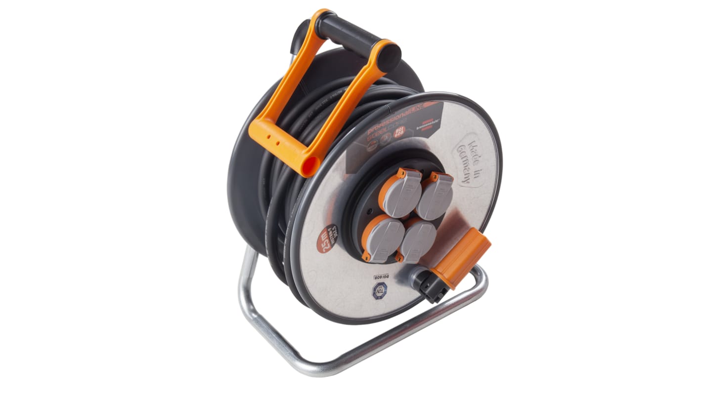 brennenstuhl 25m 4 Socket Type F - German Schuko Cable Reel, 230 V ac, IP44