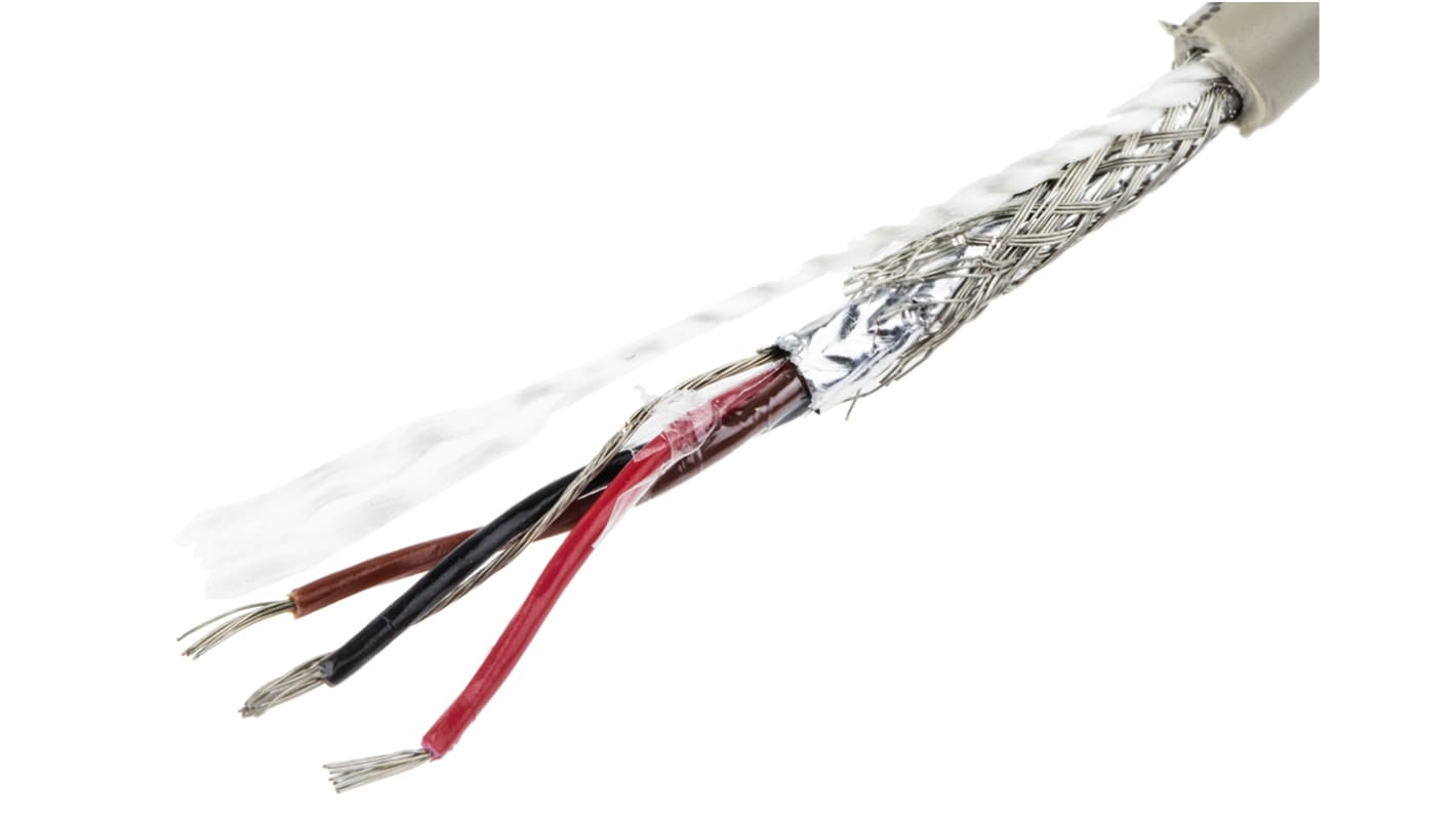 Alpha Wire Multicore Data Cable, 0.23 mm², 3 Cores, 24 AWG, Screened, 100m, Grey Sheath