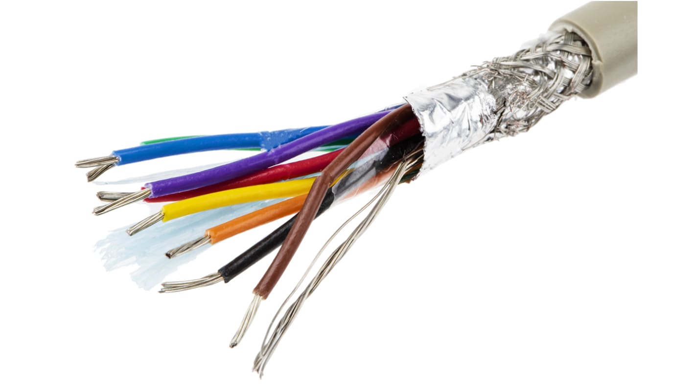 Cable de datos apantallado Alpha Wire Pro-Tekt de 8 conductores, 0.23 mm², 24 AWG, long. 100m, Ø ext. 6.15mm, funda de