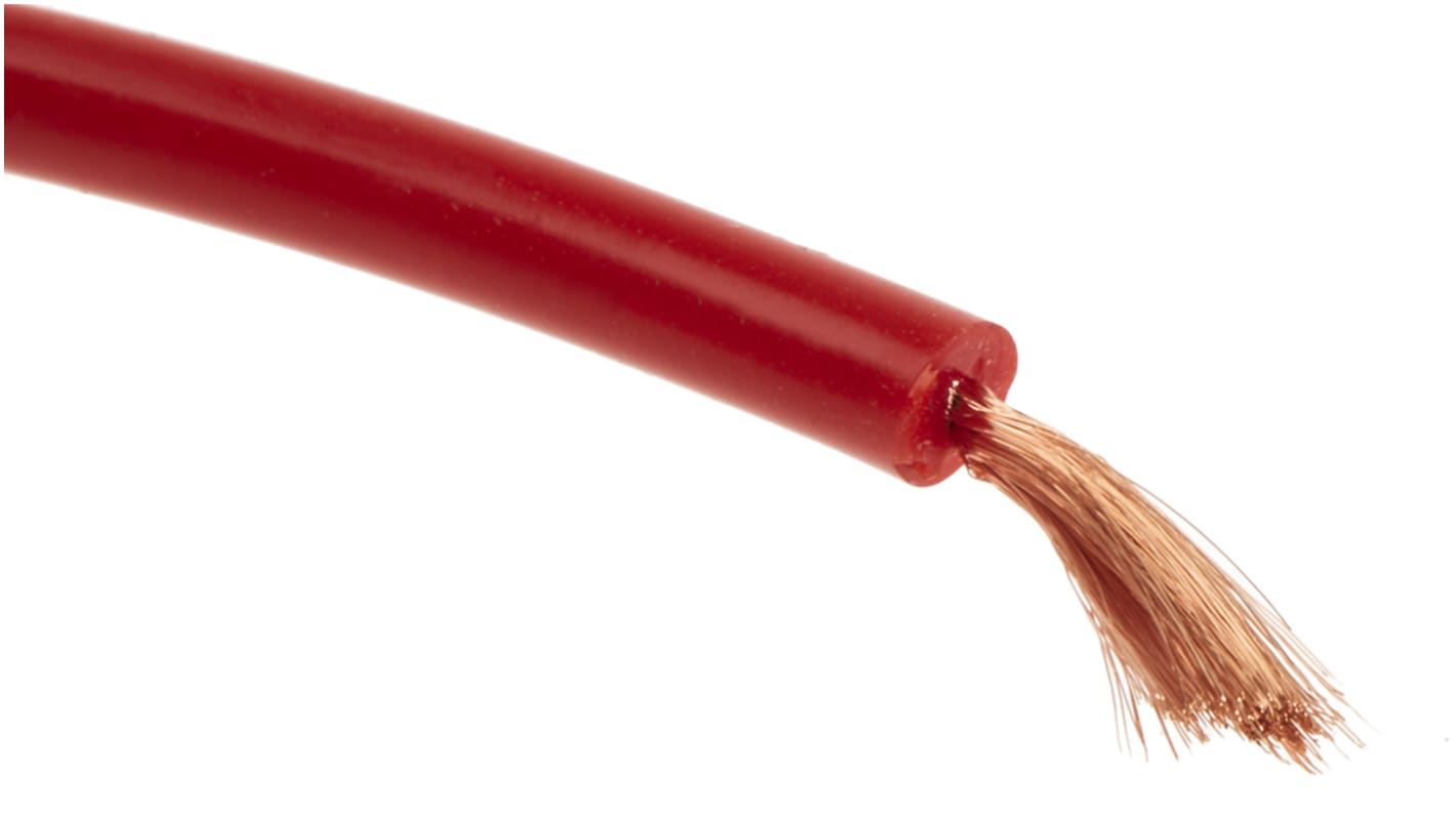 Staubli 1 mm² Rød Silikone Monteringsledning, ledertråde: 256/0,07 mm, 600 V, 25m