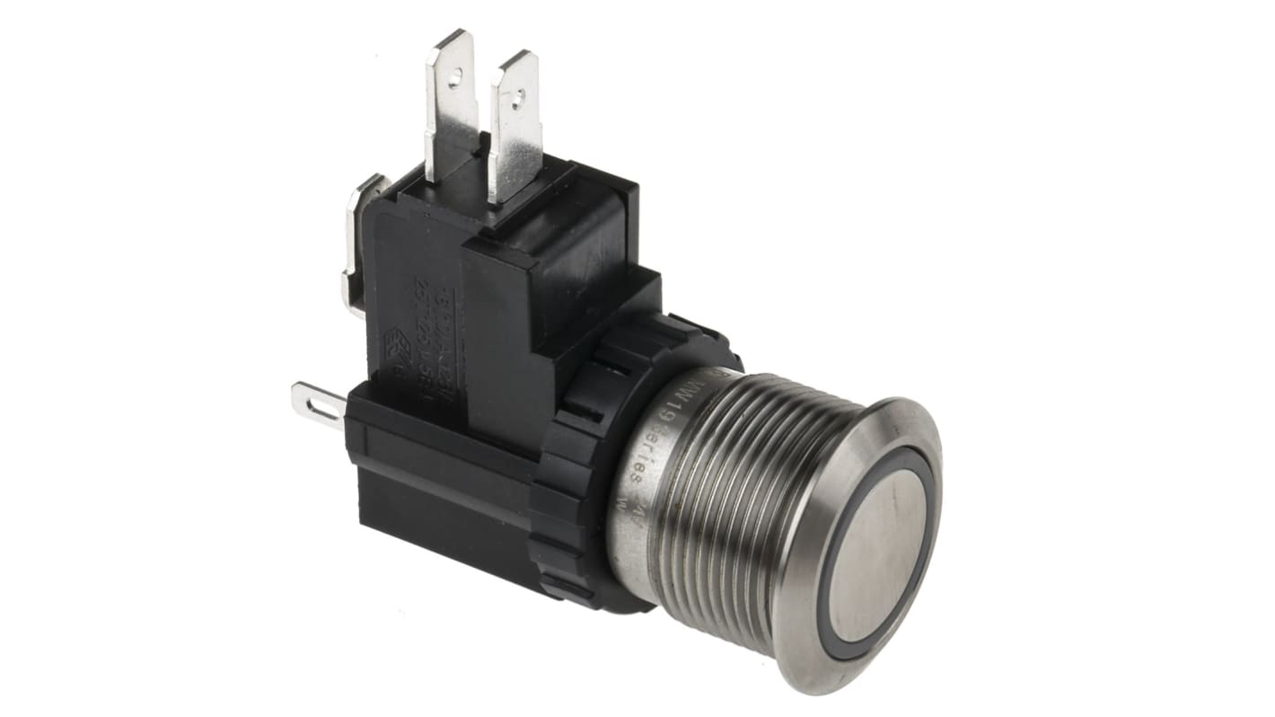 RS PRO Illuminated Push Button Switch, Latching, Panel Mount, 19.1mm Cutout, SPDT, White LED, 250 / 125V ac, IP67