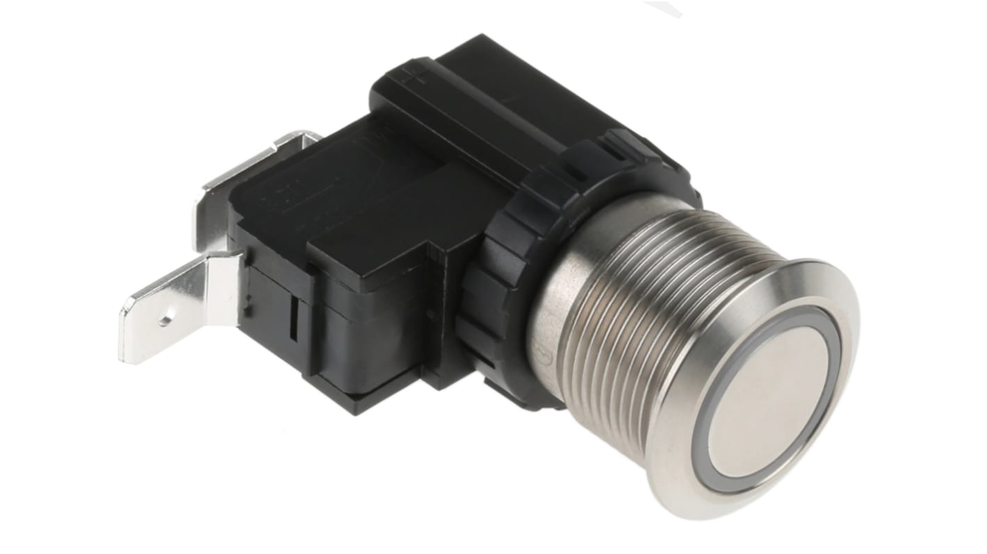 RS PRO Push Button Switch, Momentary, Panel Mount, 19.1mm Cutout, SPST, 250 / 125V ac, IP67