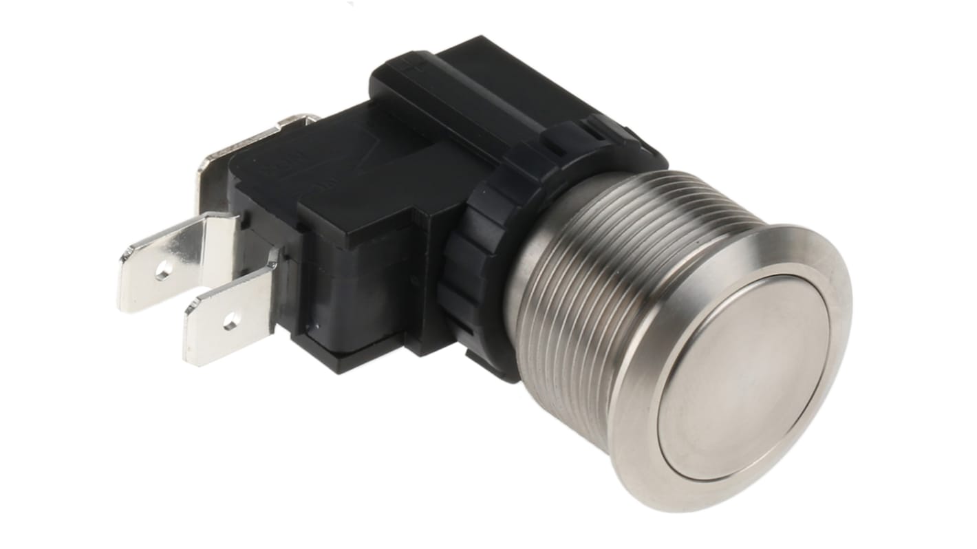 RS PRO Push Button Switch, Momentary, Panel Mount, 22.2mm Cutout, SPDT, 250 / 125V ac, IP67