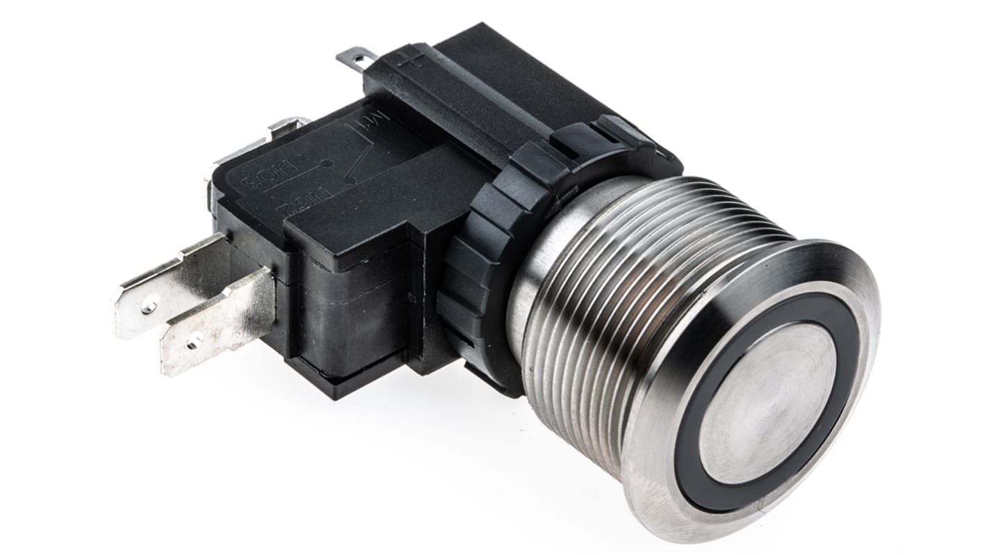 RS PRO Illuminated Push Button Switch, Latching, Panel Mount, 22.2mm Cutout, SPDT, White LED, 250 / 125V ac, IP67