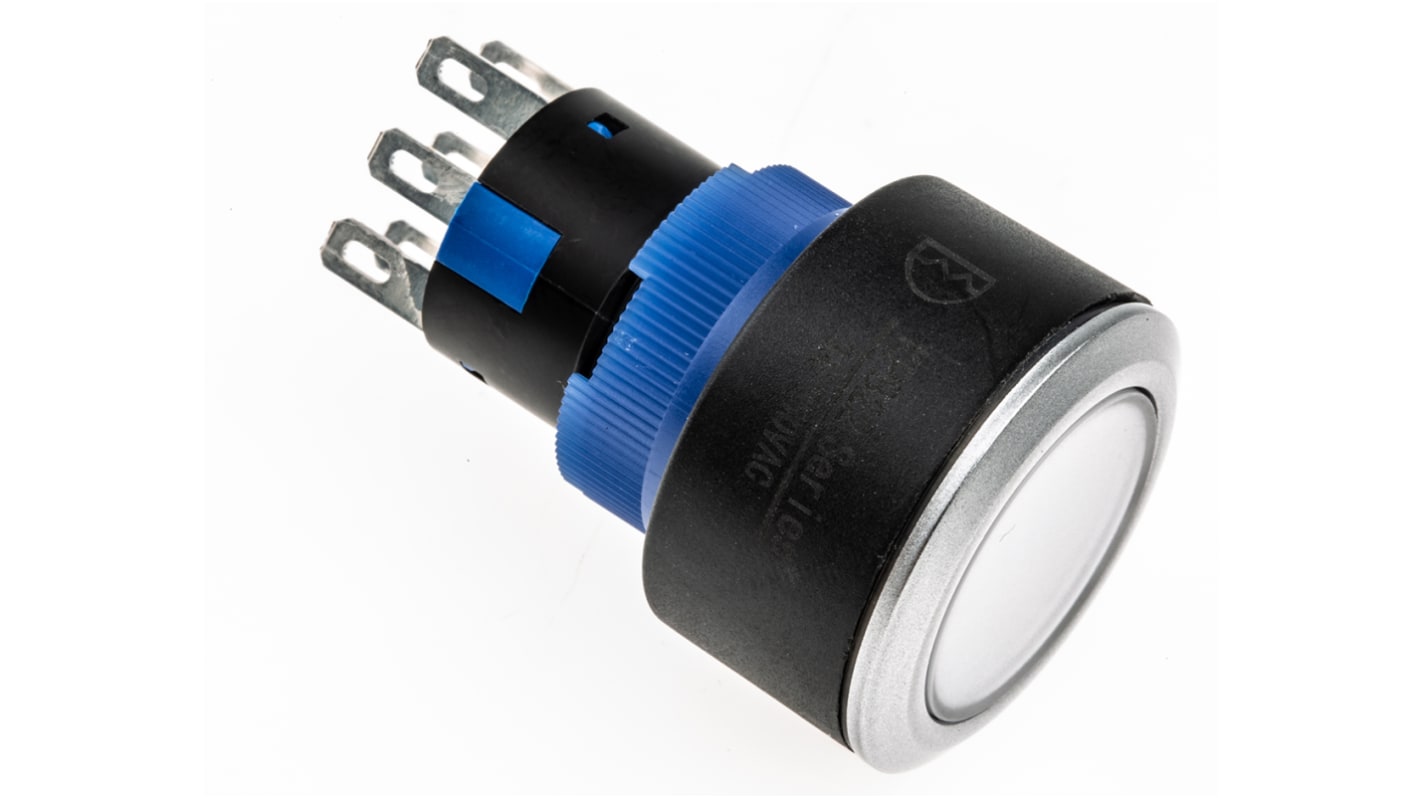 RS PRO Illuminated Push Button Switch, Momentary, Panel Mount, 22.2mm Cutout, DPDT, 250V ac, IP65
