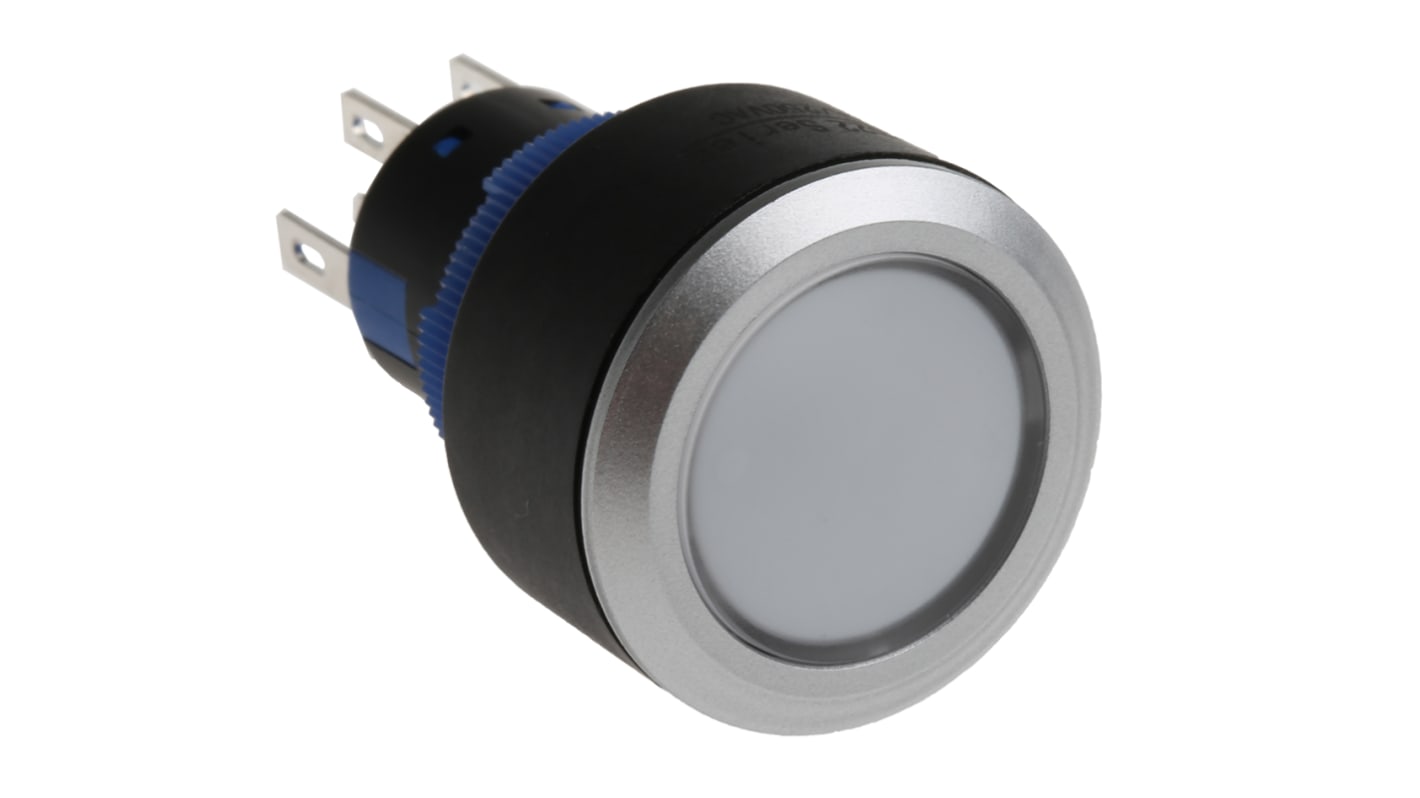 RS PRO Illuminated Push Button Switch, Panel Mount, 22.2mm Cutout, DPDT, Green LED, 250V ac, IP65