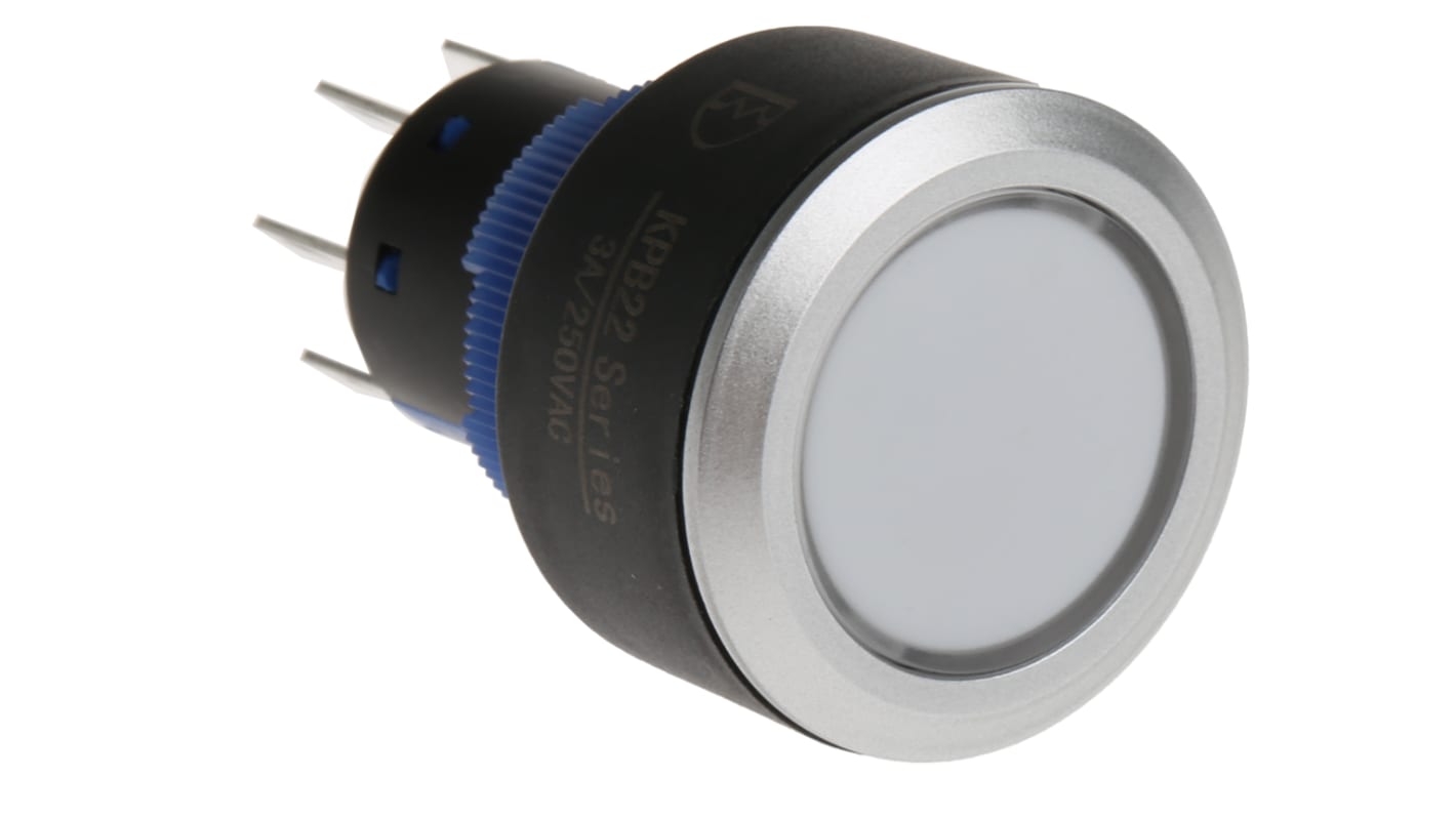 RS PRO Illuminated Push Button Switch, Panel Mount, 22.2mm Cutout, DPDT, Yellow LED, 250V ac, IP65