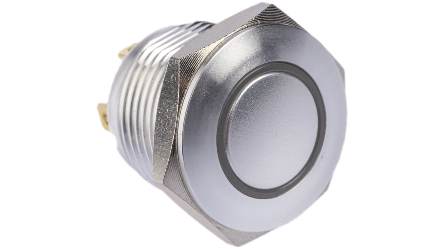 RS PRO Illuminated Push Button Switch, Momentary, Panel Mount, 16mm Cutout, SPST, Green LED, 36V dc, IP67