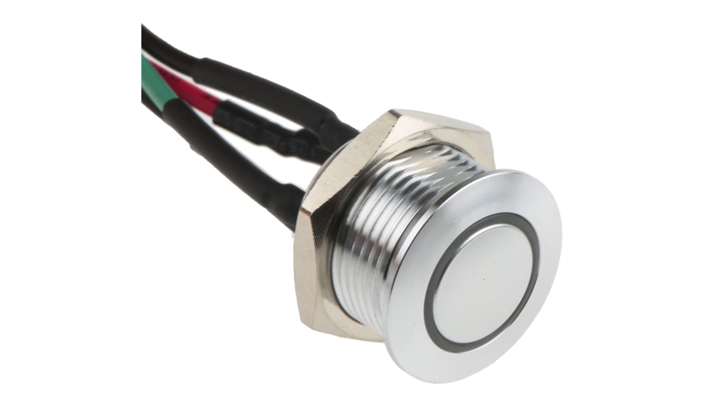 RS PRO Illuminated Push Button Switch, Momentary, Panel Mount, 16mm Cutout, SPST, Yellow LED, 36V dc, IP67