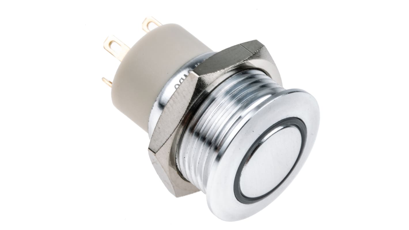 RS PRO Illuminated Push Button Switch, Latching, Panel Mount, 16mm Cutout, SPST, Blue, White LED