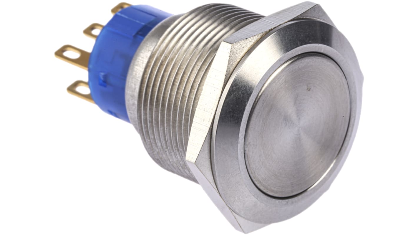 RS PRO Push Button Switch, Momentary, Panel Mount, 22.2mm Cutout, DPDT