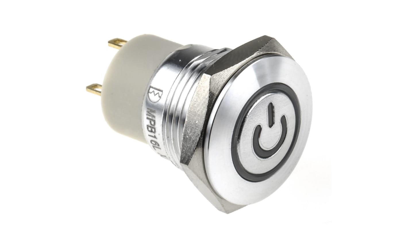 RS PRO Illuminated Push Button Switch, Latching, Panel Mount, 16mm Cutout, SPST, Yellow LED, 36V dc, IP67