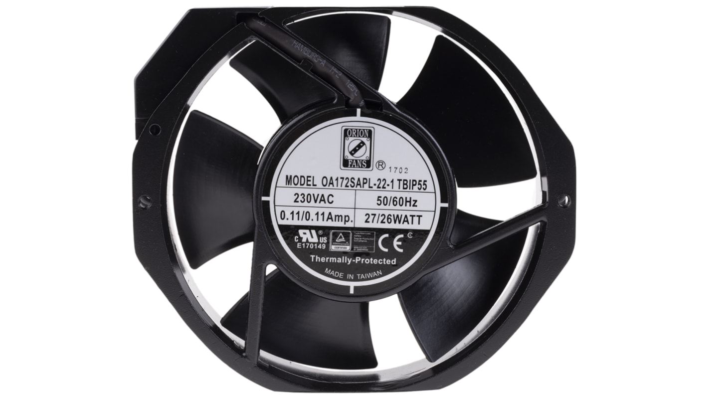 RS PRO Axial Fan, 230 V ac, AC Operation, 387.4m³/h, 28W, IP55, 172 x 150 x 38mm