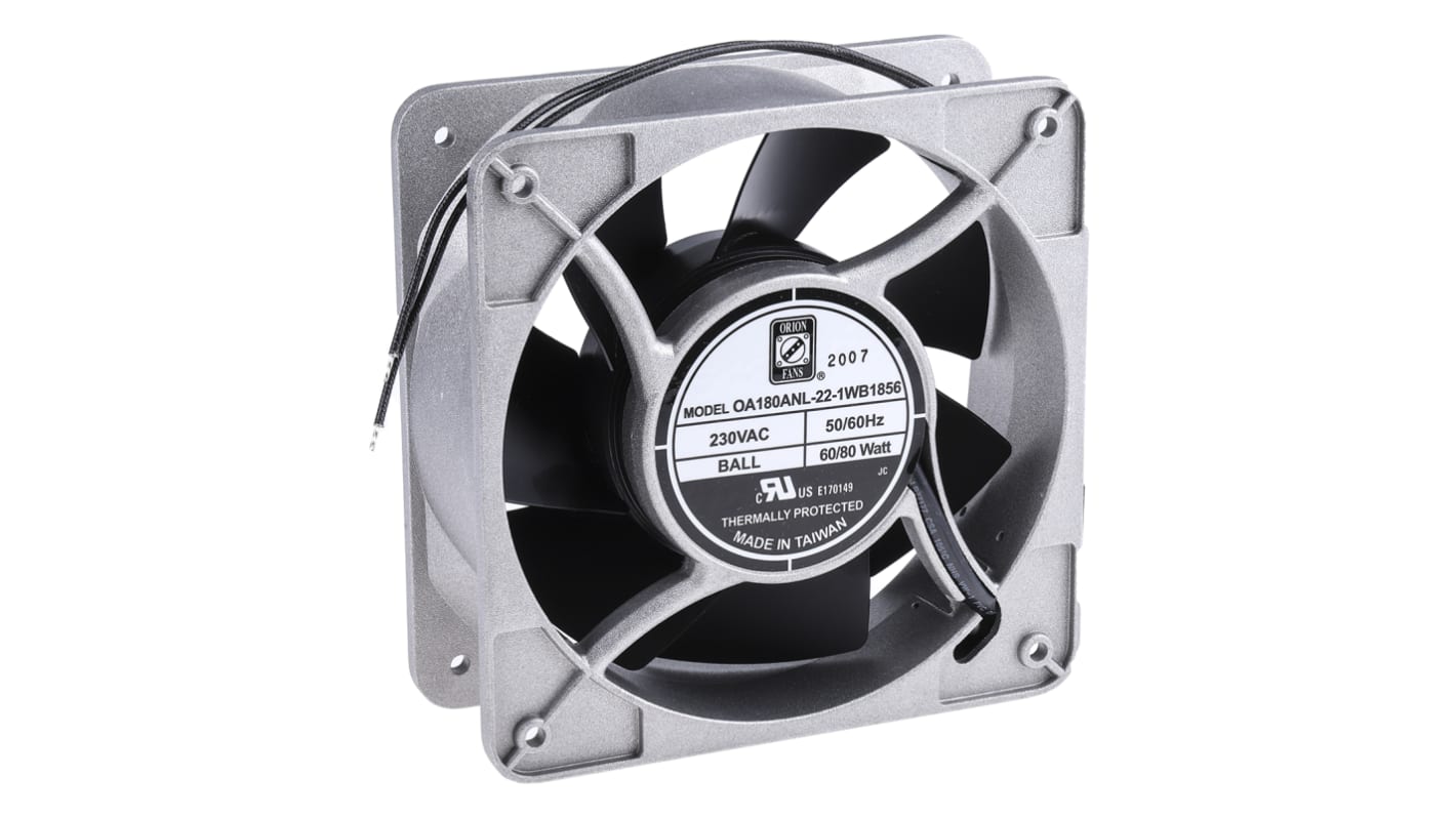 Ventilateur axial RS PRO 230 V c.a., 679.6m³/h, 180 x 180 x 65mm, 80W