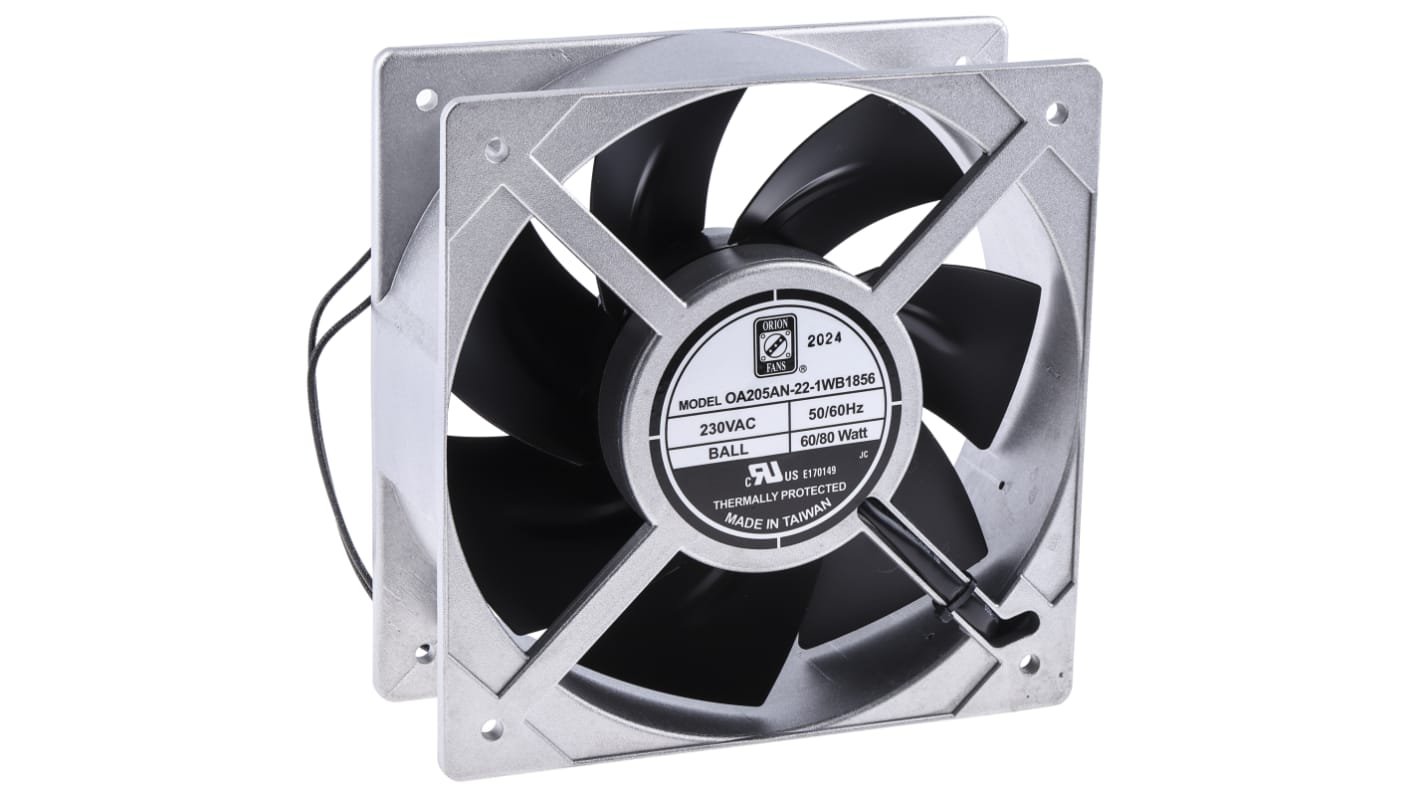 RS PRO AC-Axiallüfter, 230 V ac / 80W, 205 x 205 x 72mm, 3000U/min, 1002.4m³/h