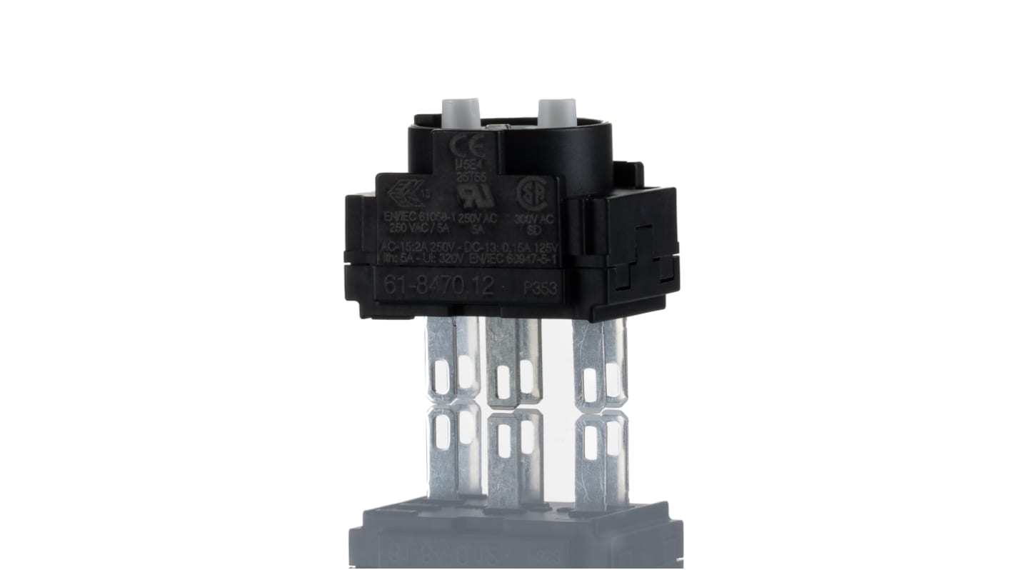 EAO Drucktaster-Kontaktblock, , 1 Schließer, 1 Öffner, 250V ac/dc für Schalter der Serie 61, Lötanschluss