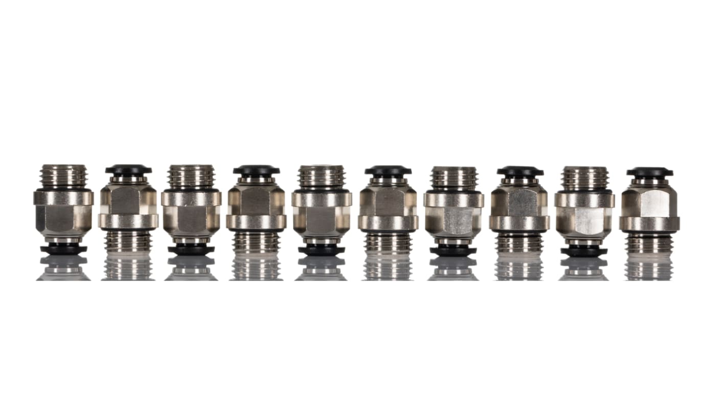 RS PRO Push-in Fitting, G 1/4 Male to Push In 6 mm, Threaded-to-Tube Connection Style