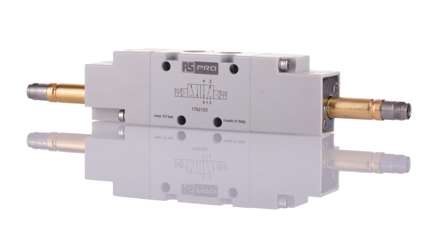 RS PRO Pneumatik-Magnetventil 5/2 Bistable Oberflächenmontage G1/8, Elektromagnet-betätigt 12 V dc, 24 V ac/dc, 110 V