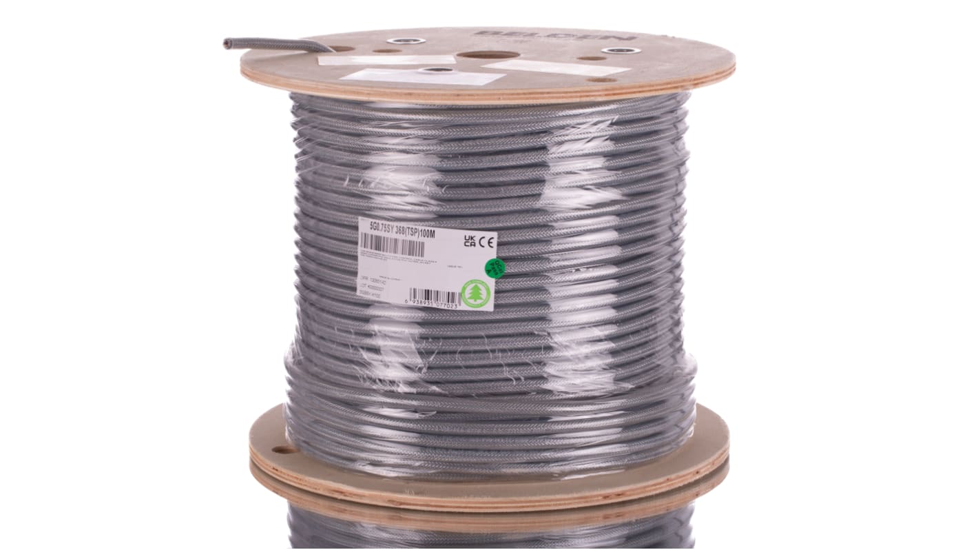 Cable de control apantallado Belden MachFlex de 5 núcleos, 0,75 mm², Ø ext. 9.2mm, long. 100m, 300 V, 500 V,