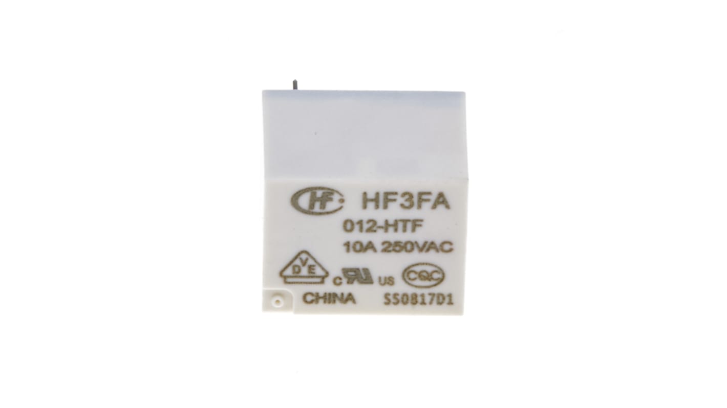 Hongfa Europe GMBH PCB Mount Power Relay, 12V dc Coil, 15A Switching Current, SPST