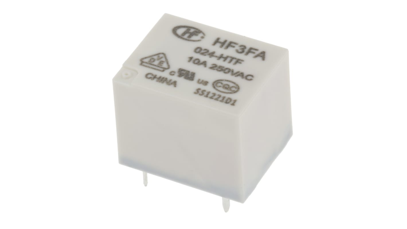 Hongfa Europe GMBH PCB Mount Power Relay, 24V dc Coil, 15A Switching Current, SPST